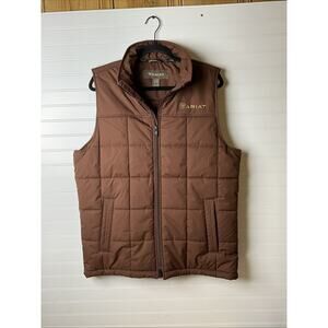 Men's M Ariat Crius Insulated Vest Brown Heathered Quilted Puffer EUC